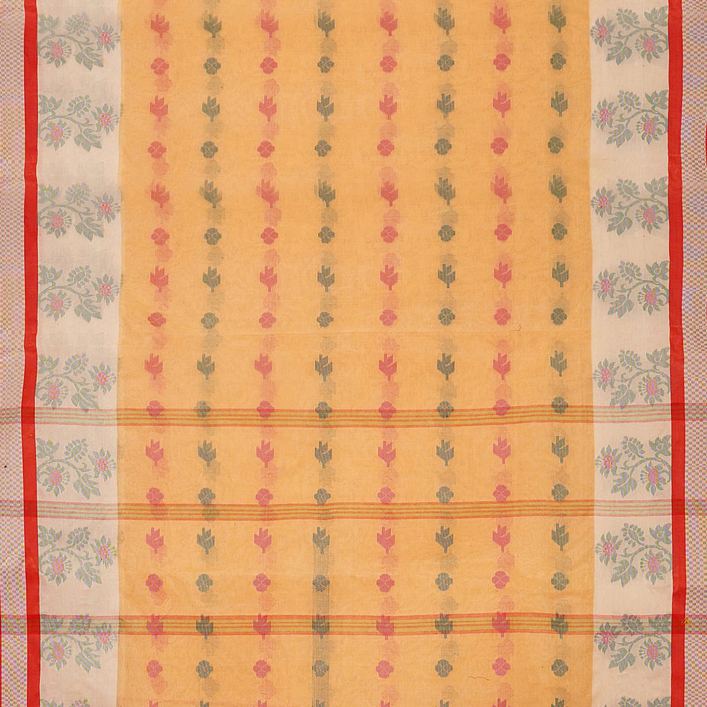 Exclusive Collection 100% Pure Cotton Yellow Tant Saree With Hand Weaving Work | Grocsy
