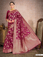 Vardha Plum Purple Woven Banarasi Saree | Grocsy