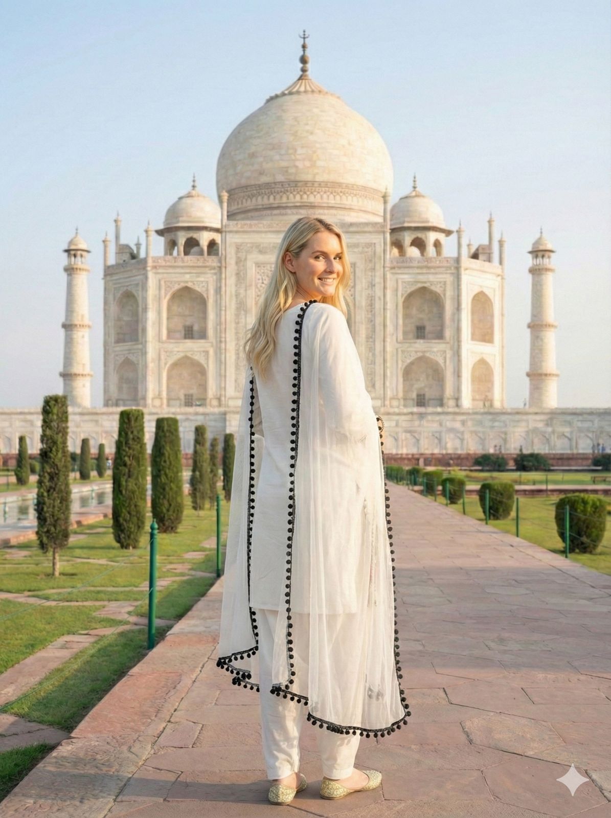 Anaita White Crepe Stitched Suit With Sequence Embroidery Work | Grocsy