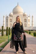 Anaita Black Crepe Stitched Suit With Sequence Embroidery Work | Grocsy