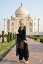 Anaita Black Crepe Stitched Suit With Sequence Embroidery Work | Grocsy