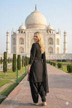 Anaita Black Crepe Stitched Suit With Sequence Embroidery Work | Grocsy