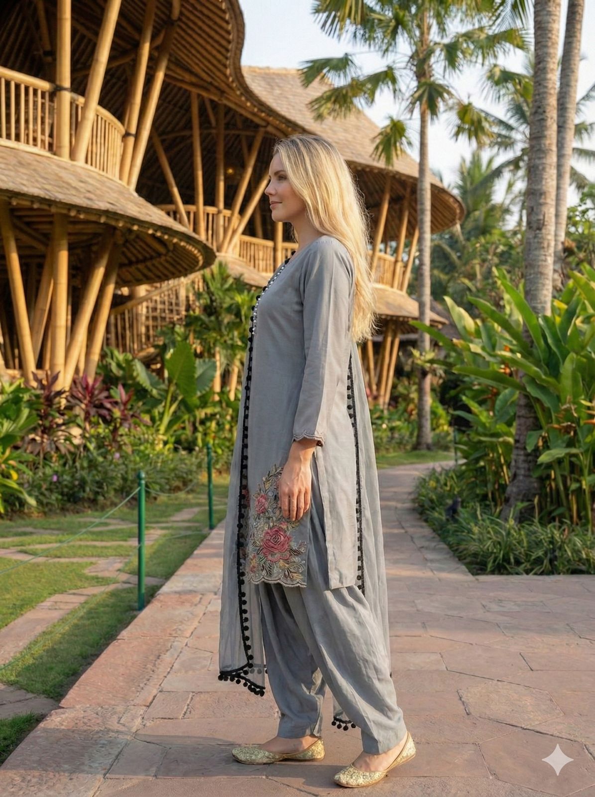 Anaita Grey Crepe Stitched Suit With Sequence Embroidery Work | Grocsy
