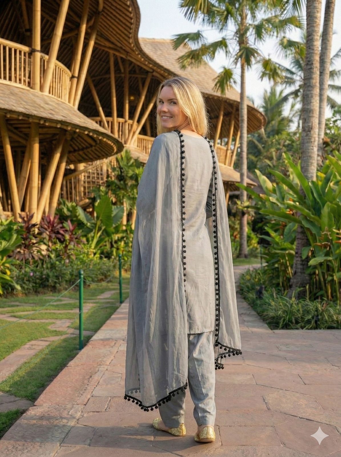 Anaita Grey Crepe Stitched Suit With Sequence Embroidery Work | Grocsy