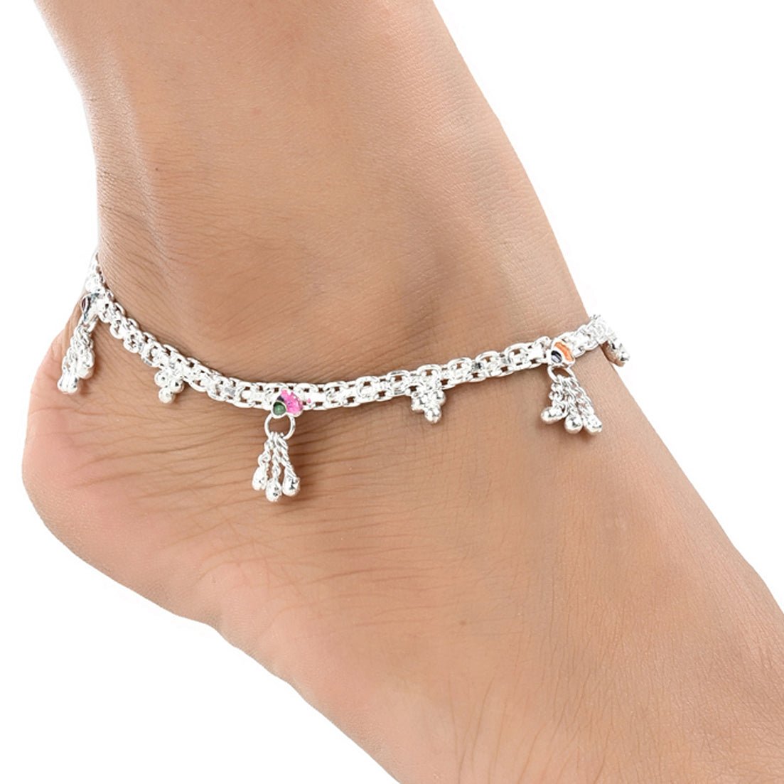 AanyaCentric Silver Plated Traditional Anklets Payal - Classic and Stylish for Women and Girls | Grocsy