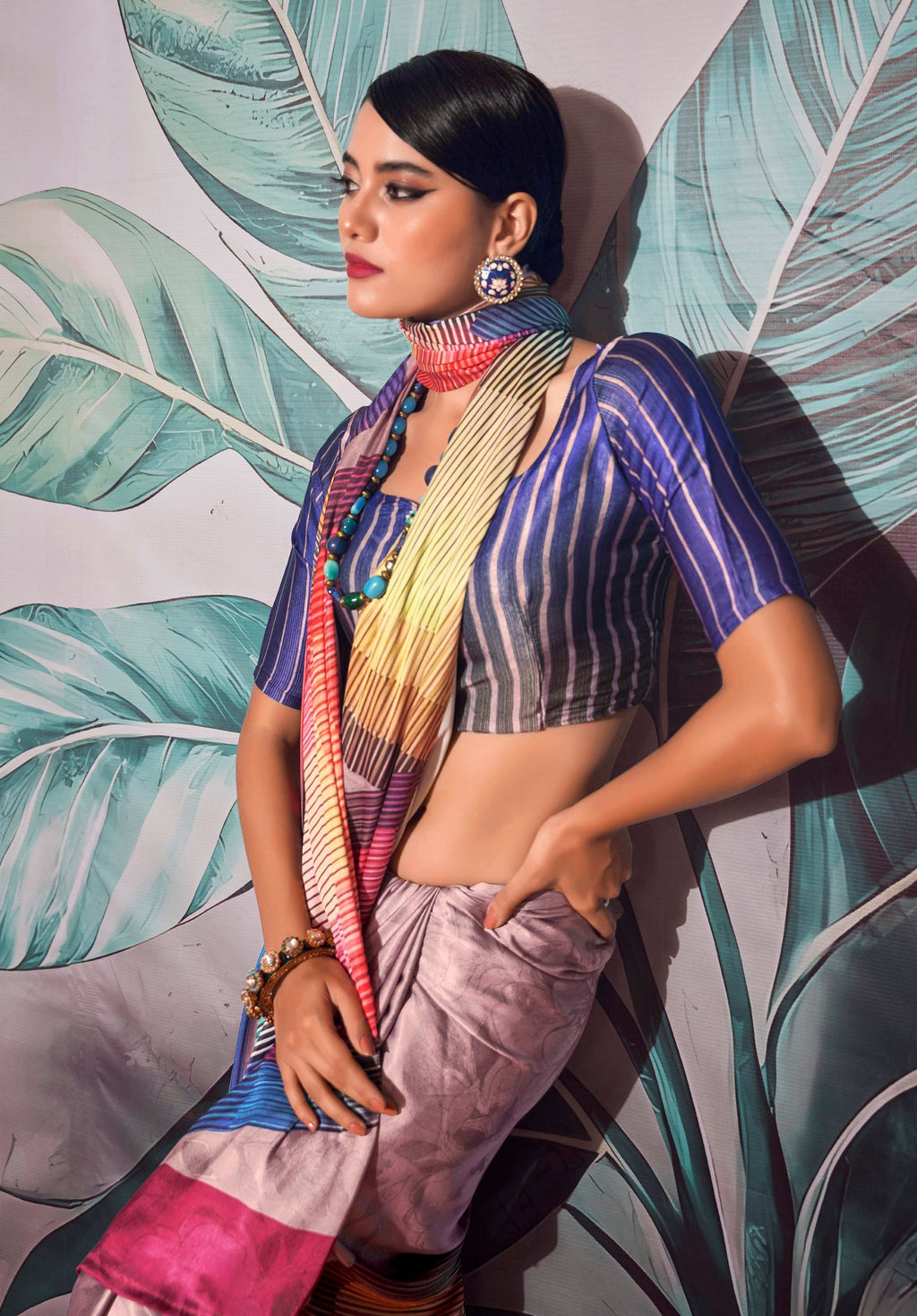 Anaita Purple Pure Satin Silk With Zari Weaving Saree With Blouse | Grocsy