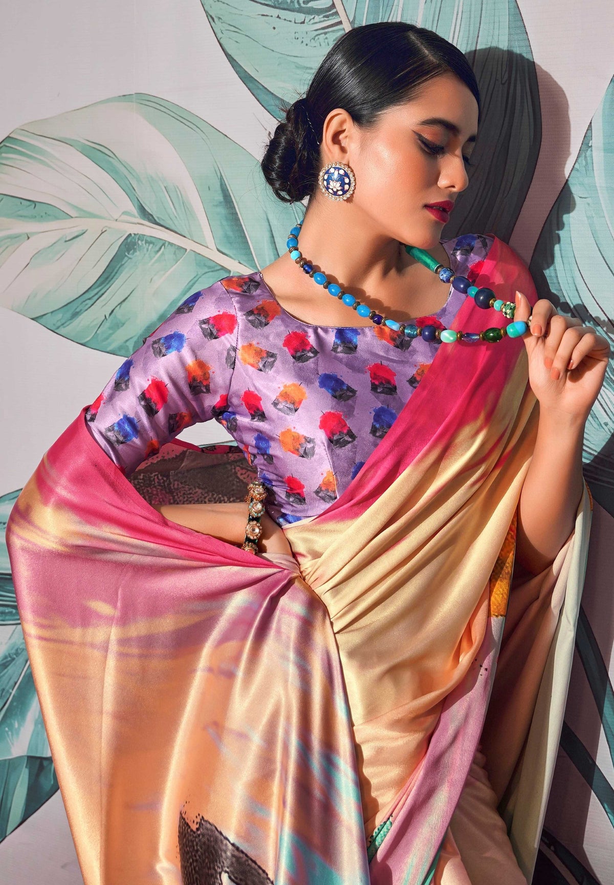 Anaita Cream Pure Satin Silk With Zari Weaving Saree With Blouse | Grocsy