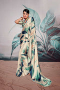 Anaita Off White Pure Satin Silk With Zari Weaving Saree With Blouse | Grocsy