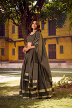 Evanik Grey Cotton With Chex Zari Weaving Lehenga Choli | Grocsy
