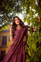 Lorenvalley Fashion Rust Chettinad Cotton Chex with Zari Weaving Work Lehenga Choli with Dupatta | Grocsy