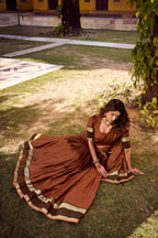 Evanik Orange Cotton With Chex Zari Weaving Lehenga Choli | Grocsy
