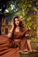 Lorenvalley Fashion Brown Chettinad Cotton Chex with Zari Weaving Work Lehenga Choli with Dupatta | Grocsy