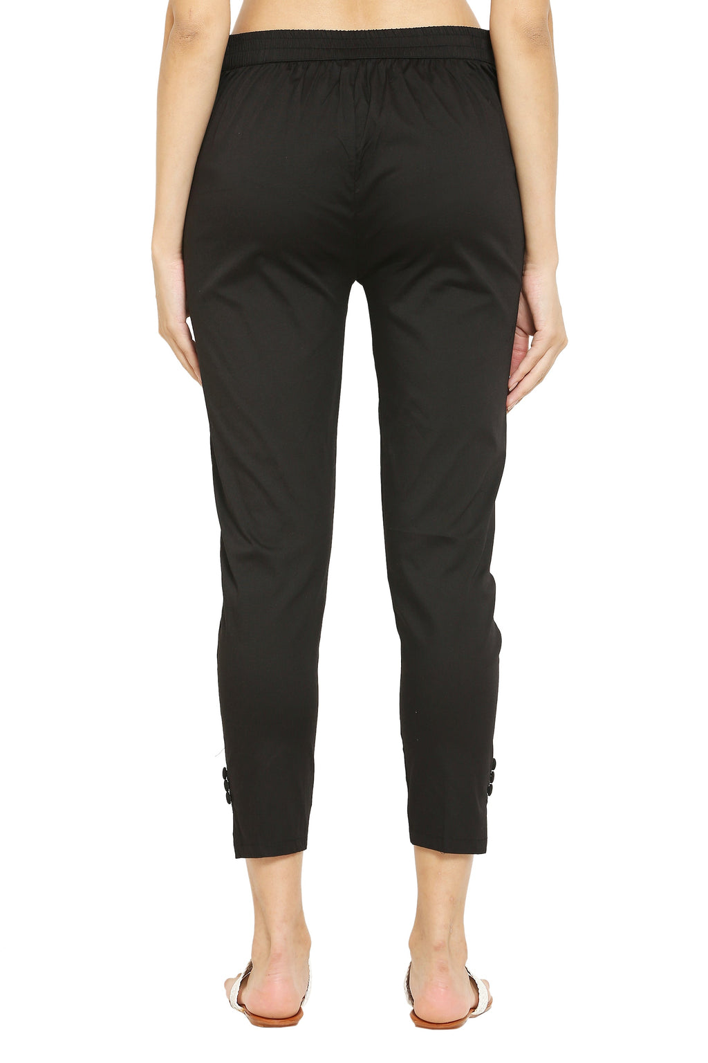 PAVONINE Black Color Stretchable Cotton Lycra Fabric Pencil Pant For Women | Grocsy