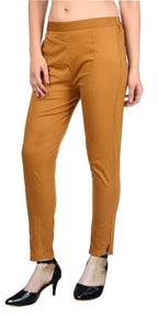 PAVONINE Dark Skin Color Stretchable Cotton Lycra Fabric Pencil Pant For Women | Grocsy