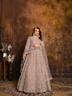Anaita Purple Embroidered Net Anarkali Suit | Grocsy