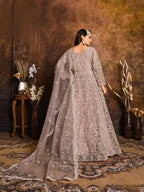 Anaita Purple Embroidered Net Anarkali Suit | Grocsy