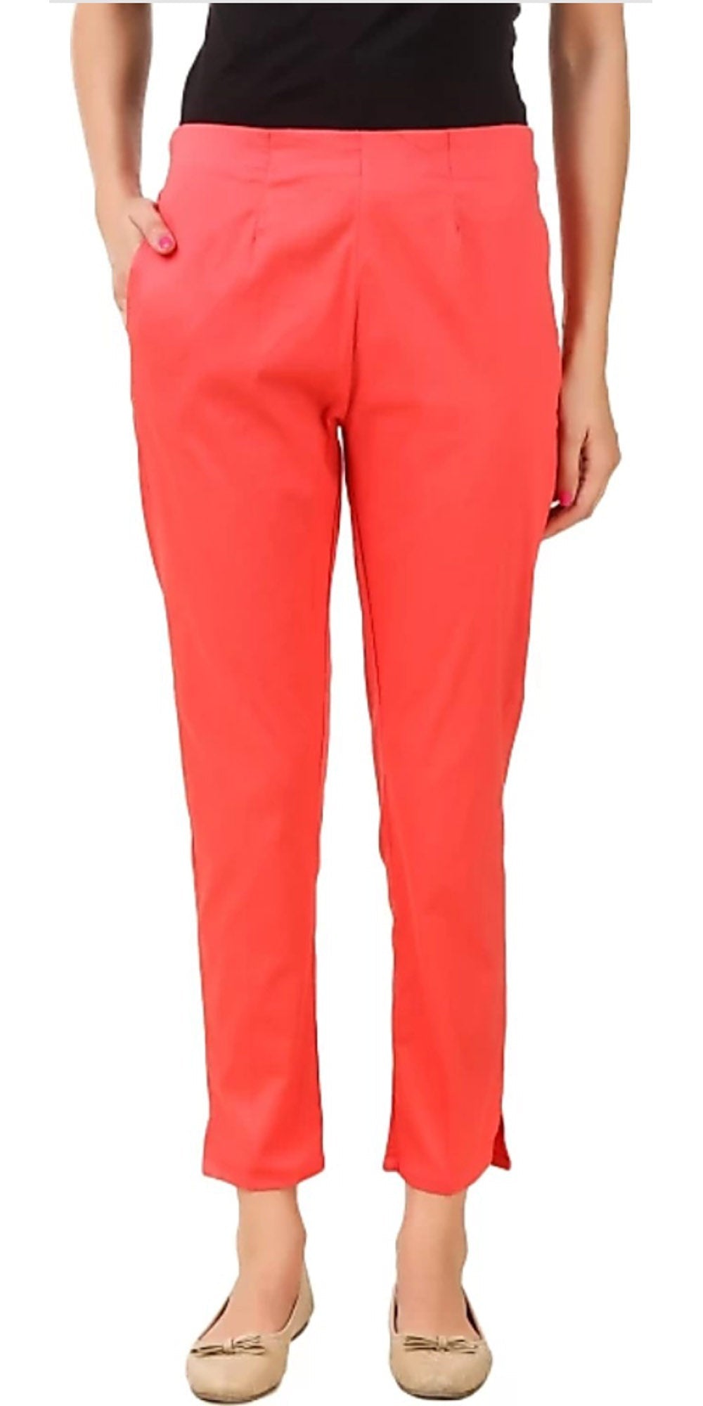 PAVONINE Gajri Color Stretchable Cotton Lycra Fabric Pencil Pant For Women | Grocsy
