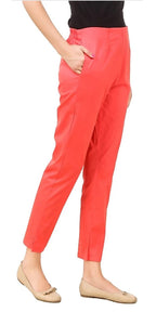 PAVONINE Gajri Color Stretchable Cotton Lycra Fabric Pencil Pant For Women | Grocsy