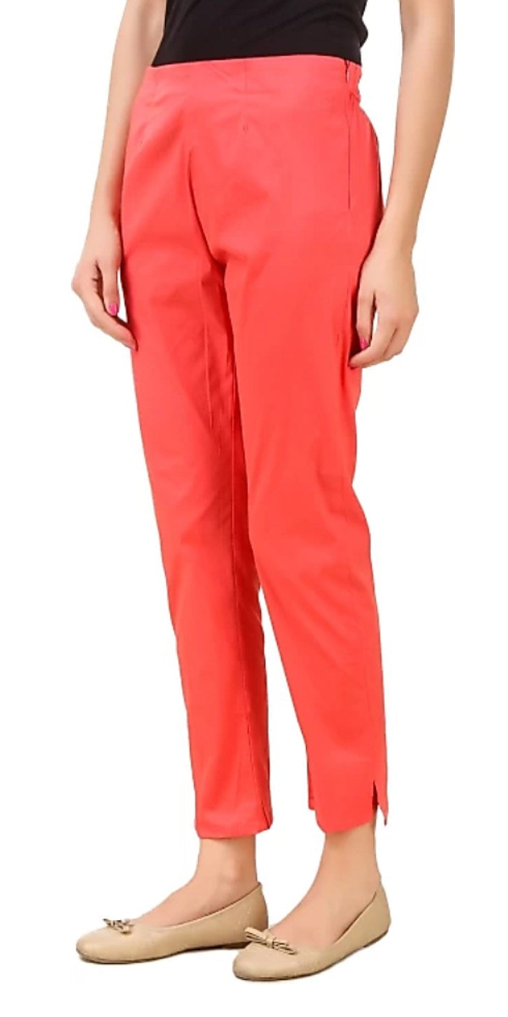 PAVONINE Gajri Color Stretchable Cotton Lycra Fabric Pencil Pant For Women | Grocsy