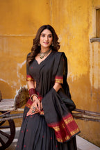 Lorenvalley Fashion Black Pure Chanderi Zari Weaving Work Lehenga Choli with Dupatta | Grocsy
