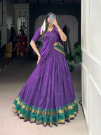 Lorenvalley Fashion Purple Pure Chanderi Zari Weaving Work Lehenga Choli with Dupatta | Grocsy