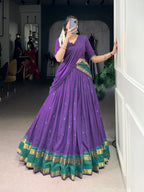 Lorenvalley Fashion Purple Pure Chanderi Zari Weaving Work Lehenga Choli with Dupatta | Grocsy