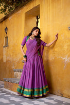 Lorenvalley Fashion Purple Pure Chanderi Zari Weaving Work Lehenga Choli with Dupatta | Grocsy