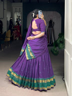 Lorenvalley Fashion Purple Pure Chanderi Zari Weaving Work Lehenga Choli with Dupatta | Grocsy