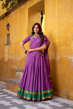 Lorenvalley Fashion Purple Pure Chanderi Zari Weaving Work Lehenga Choli with Dupatta | Grocsy