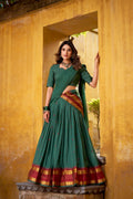Lorenvalley Fashion Teal Pure Chanderi Zari Weaving Work Lehenga Choli with Dupatta | Grocsy