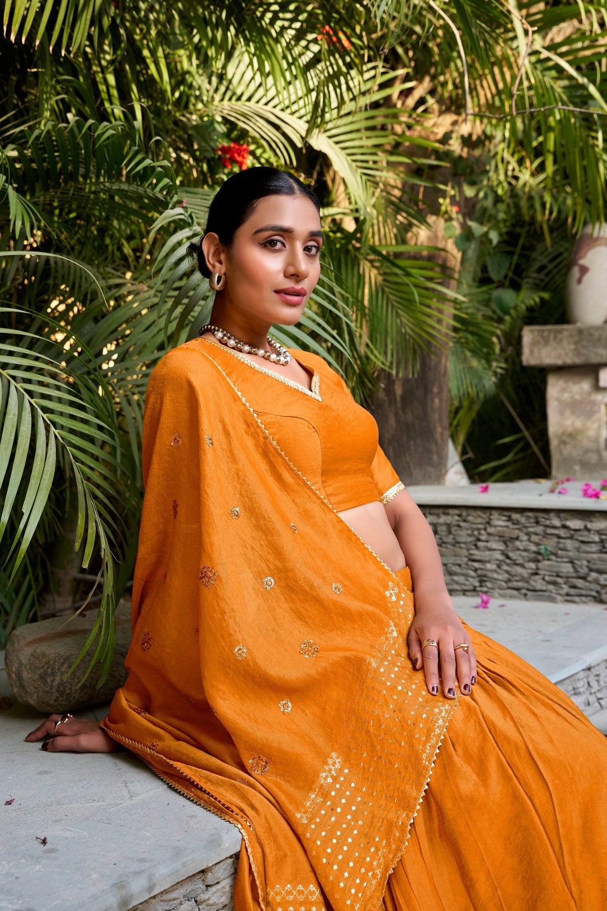 Evanik Women Pure Chanderi Plain With Zari Weaving Work Border Stitched Lehenga With Unstitched Blouse Dupatta | Grocsy