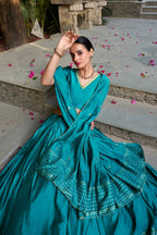 Evanik Women Pure Chanderi Plain With Zari Weaving Work Border Stitched Lehenga With Unstitched Blouse Dupatta | Grocsy