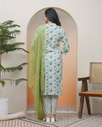 Vaasva Women White Cotton Kurta With Cotton Pant & Dupatta | Grocsy