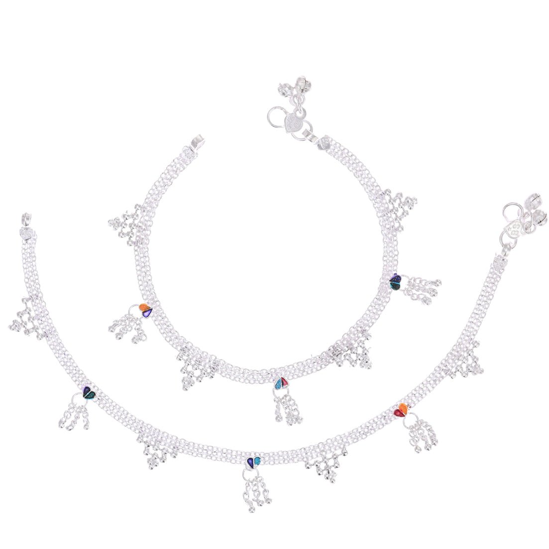 AanyaCentric Silver Plated Traditional Anklets Payal - Classic and Stylish for Women and Girls | Grocsy
