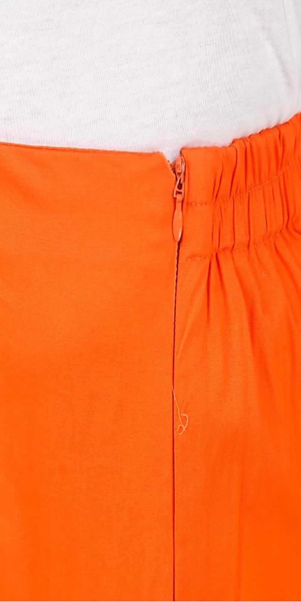 PAVONINE Orange Color Stretchable Cotton Lycra Fabric Pencil Pant For Women | Grocsy