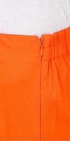 PAVONINE Orange Color Stretchable Cotton Lycra Fabric Pencil Pant For Women | Grocsy