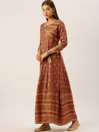 HERE&NOW Women Embroidered Regular Sleeves Kurta with Dupatta | Grocsy