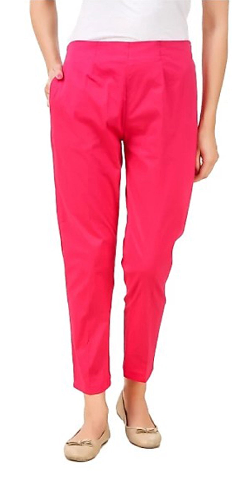 PAVONINE Rani Color Stretchable Cotton Lycra Fabric Pencil Pant For Women | Grocsy