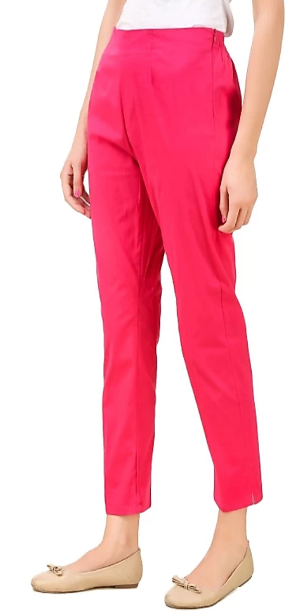 PAVONINE Rani Color Stretchable Cotton Lycra Fabric Pencil Pant For Women | Grocsy
