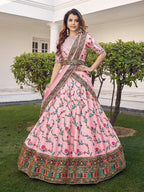 Myra Pink Silk Heavy Embroidered Lehenga | Grocsy