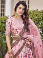 Myra Pink Silk Heavy Embroidered Lehenga | Grocsy