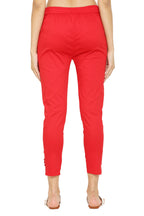 PAVONINE Red Color Stretchable Cotton Lycra Fabric Pencil Pant For Women | Grocsy