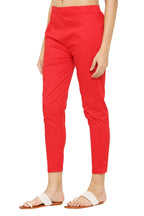PAVONINE Red Color Stretchable Cotton Lycra Fabric Pencil Pant For Women | Grocsy
