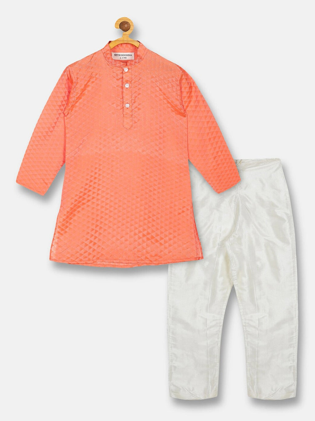 Sethukrishna Boys Orange Kurta with Pyjamas | Grocsy