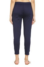 PAVONINE Navy Blue Color Stretchable Cotton Lycra Fabric Pencil Pant For Women | Grocsy