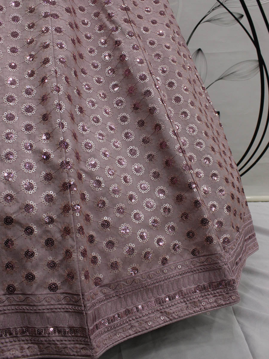 Myra Dusty Pink Pink Art Silk Embroidered Designer Lehenga | Grocsy