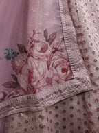 Myra Dusty Pink Pink Art Silk Embroidered Designer Lehenga | Grocsy