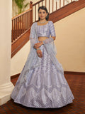Myra Lavender Silk Embroidered Designer Lehenga | Grocsy