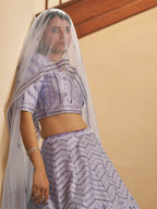 Myra Lavender Silk Embroidered Designer Lehenga | Grocsy