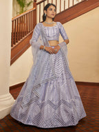 Myra Lavender Silk Embroidered Designer Lehenga | Grocsy